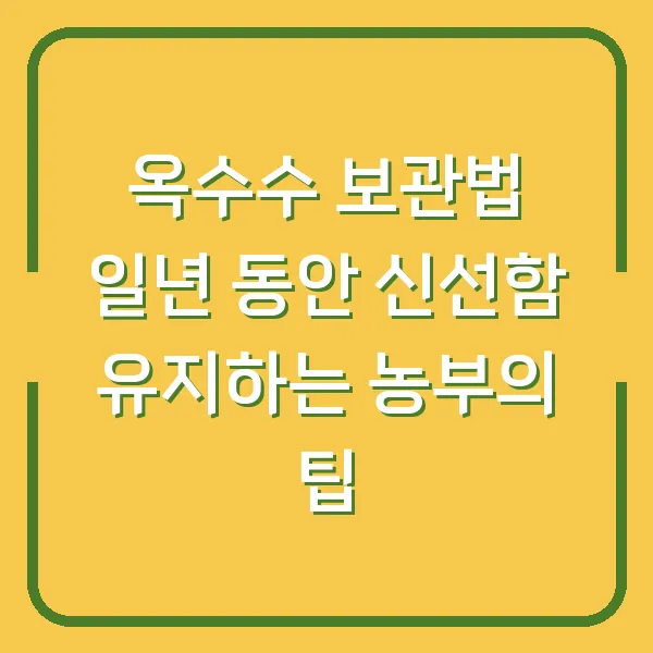 옥수수 보관법 일년 동안 신선함 유지하는 농부의 팁
