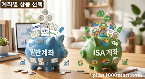 계좌별 투자 자산 배분 (일반계좌 vs ISA계좌)