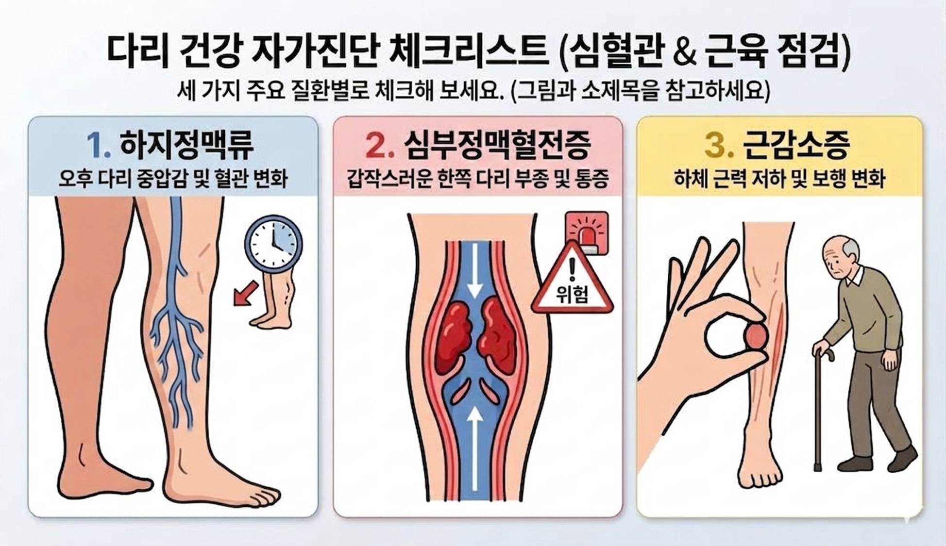 종아리 통증 방치하면 안 되는 이유 3가지 &ndash; 하지정맥류&middot;심부정맥혈전증&middot;근감소증 구분법