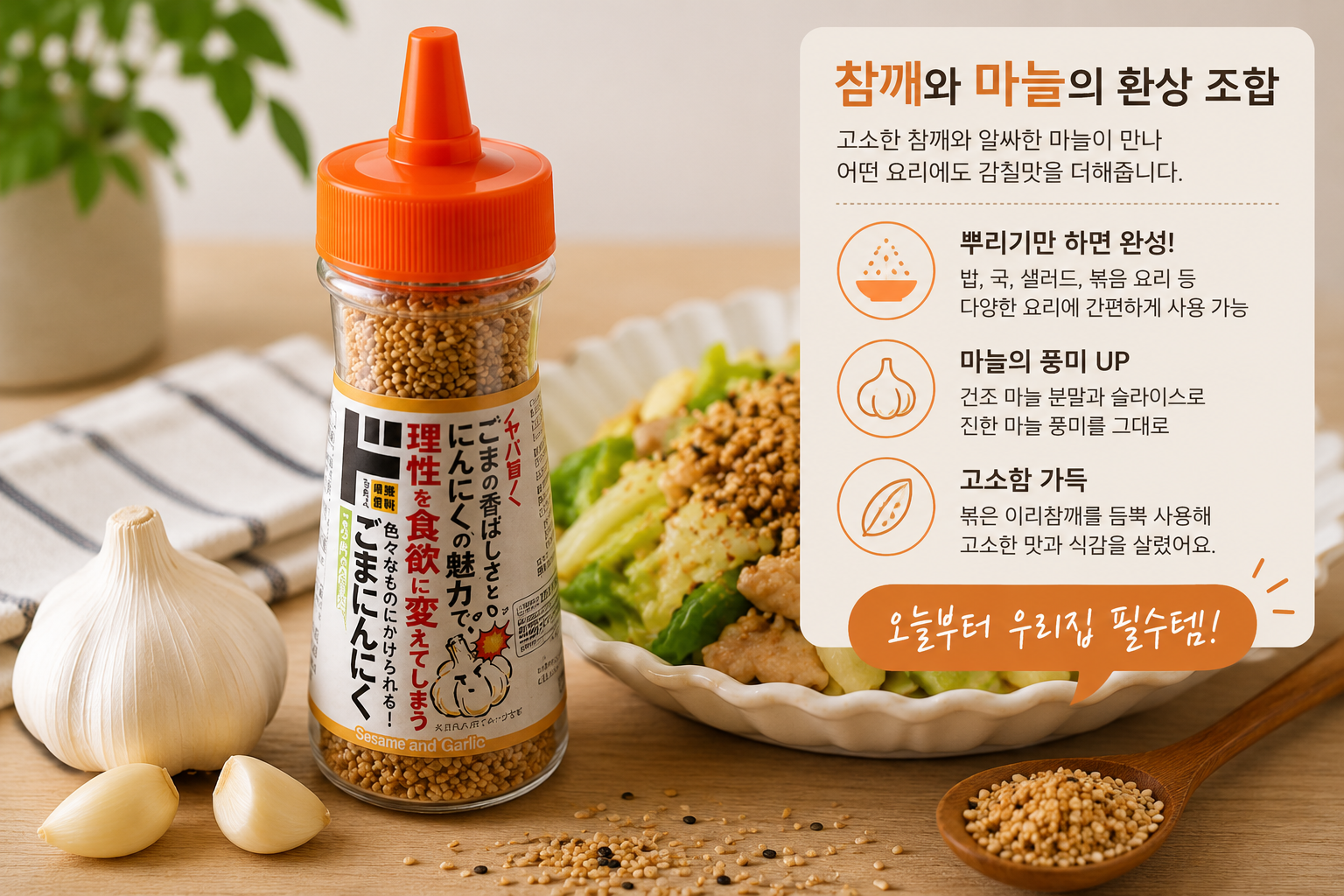 참깨마늘을 활용한 주먹밥 닭가슴살 두부 샐러드 요리