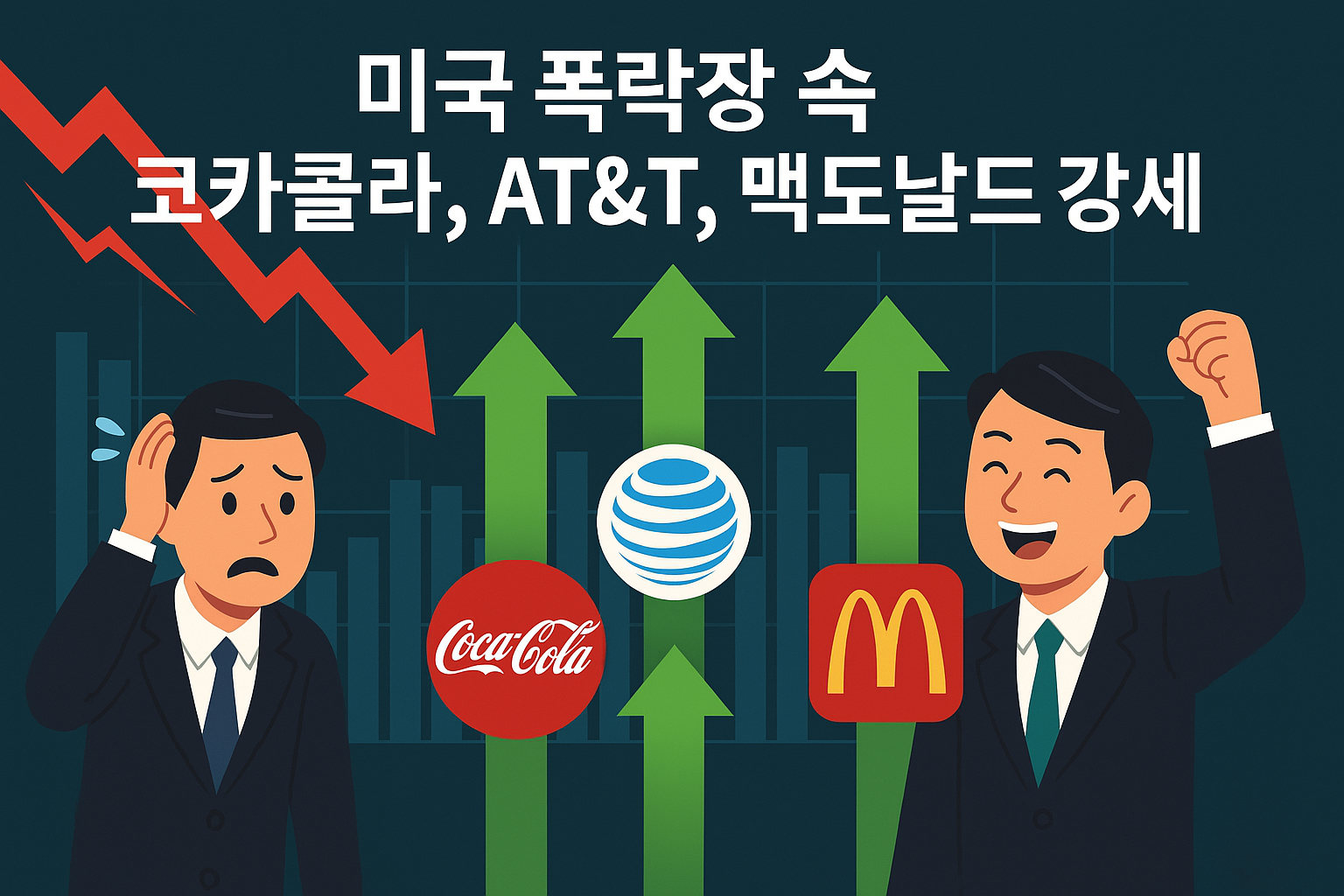 미국 폭락장 속 코카콜라, AT&T, 맥도날드 강세
