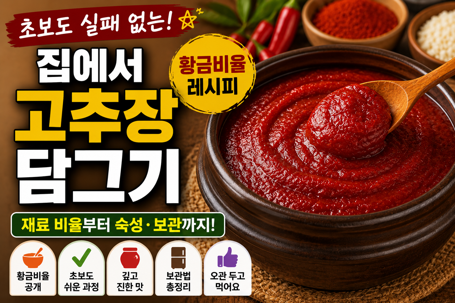 집에서 고추장 담그기, 초보도 실패 없는 비율 황금레시피