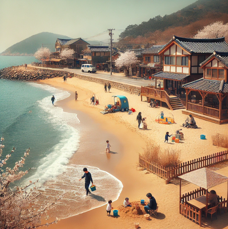 가족과 함께 즐기기 좋은 여름철의 한적한 해변