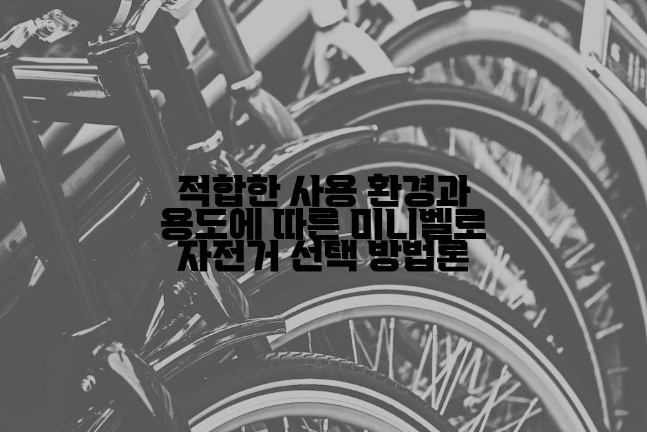 적합한 사용 환경과 용도에 따른 미니벨로 자전거 선택 방법론