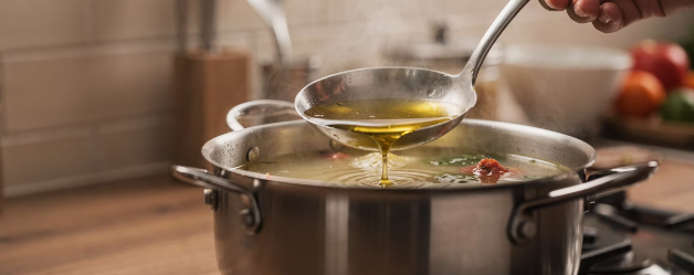 냄비에 담은 기름