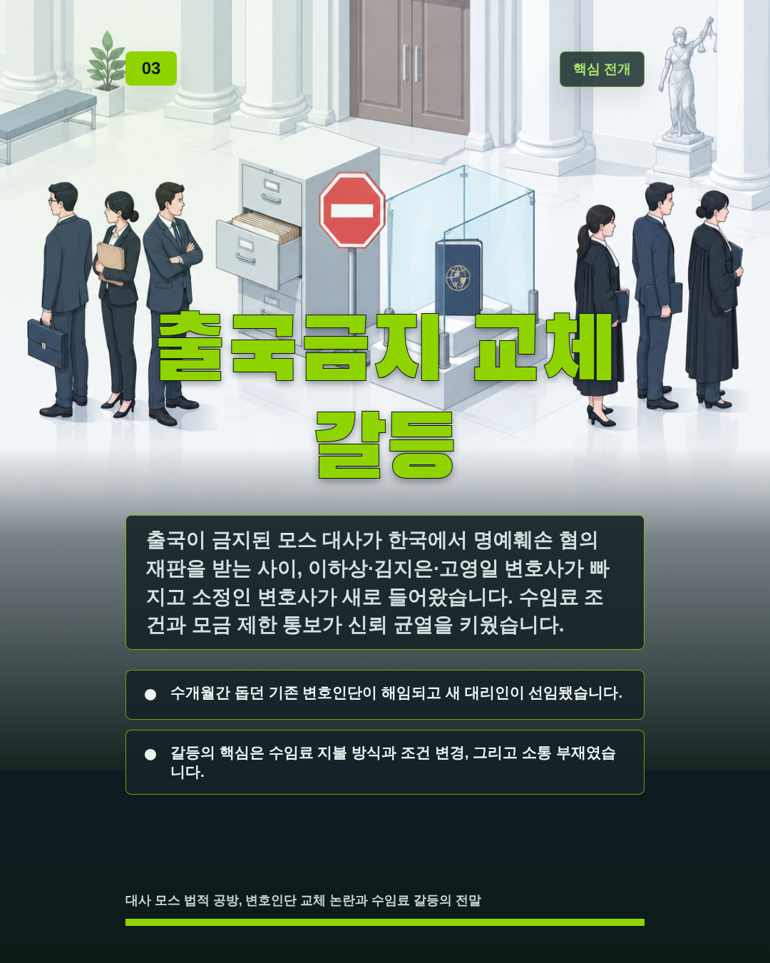 출국금지 교체 갈등
