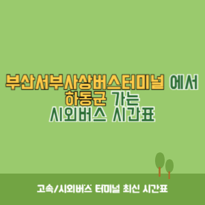 부산서부사상버스터미널에서 하동군 가는 시외버스 시간표 최신정보