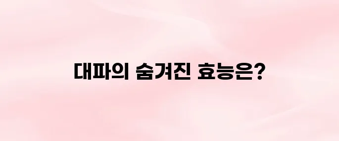 대파 효능 7가지 – 면역력·혈액순환에 좋은 이유는?