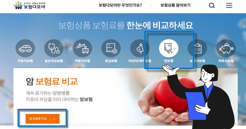 보험다모아 암보험료 비교