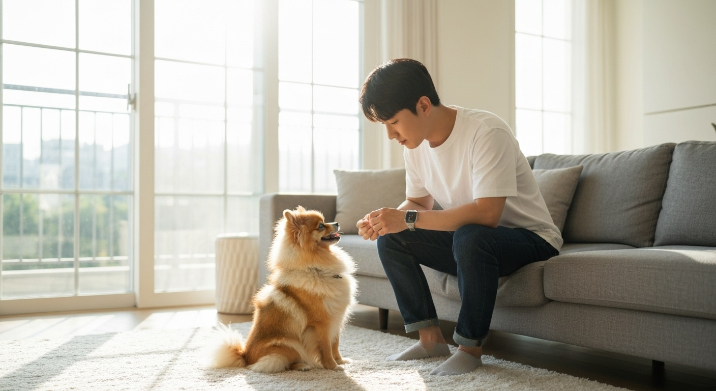 포메라니안 빗질 모습