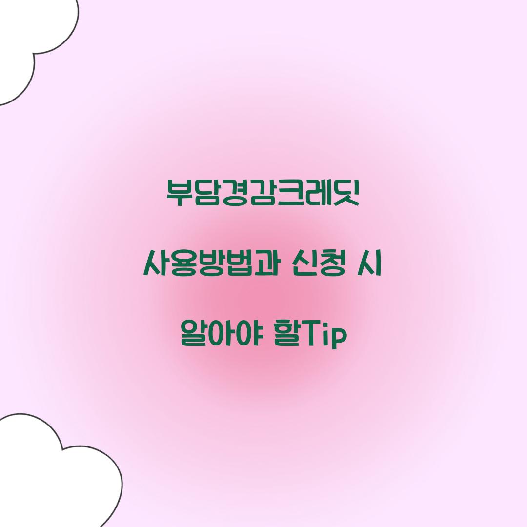 부담경감크레딧 사용방법