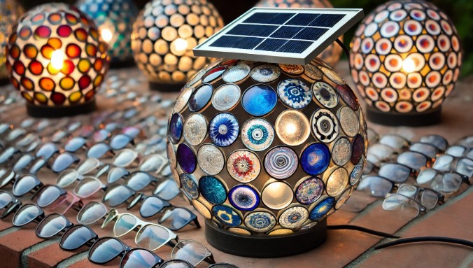 @헌 안경알로 만든 태양광 장식 조명 이미지