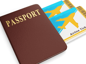 여권과 항공 탑승권