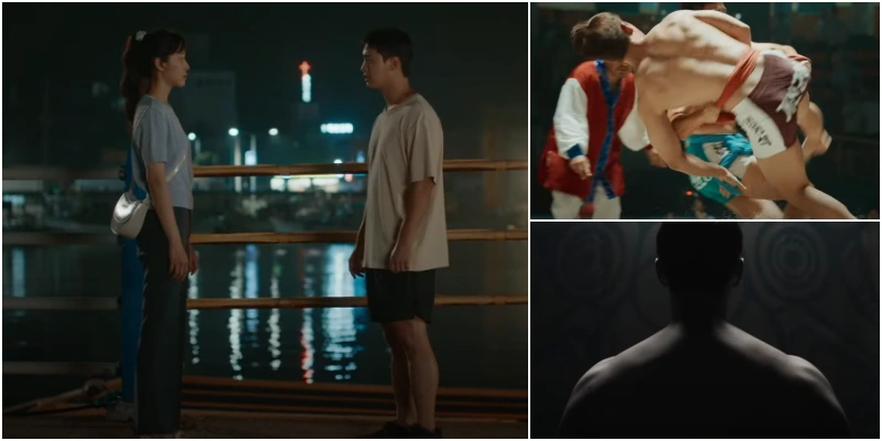 남녀 주인공이 서로 마주 보고 있는 드라마 '모래에도 꽃이 핀다'