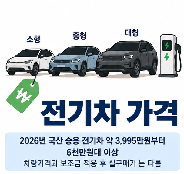 전기차 가격과 EV3 EV4 EV5 코나 Electric 아이오닉 5 아이오닉 6 아이오닉 9 시작가격을 보여주는 자동차 정보 이미지