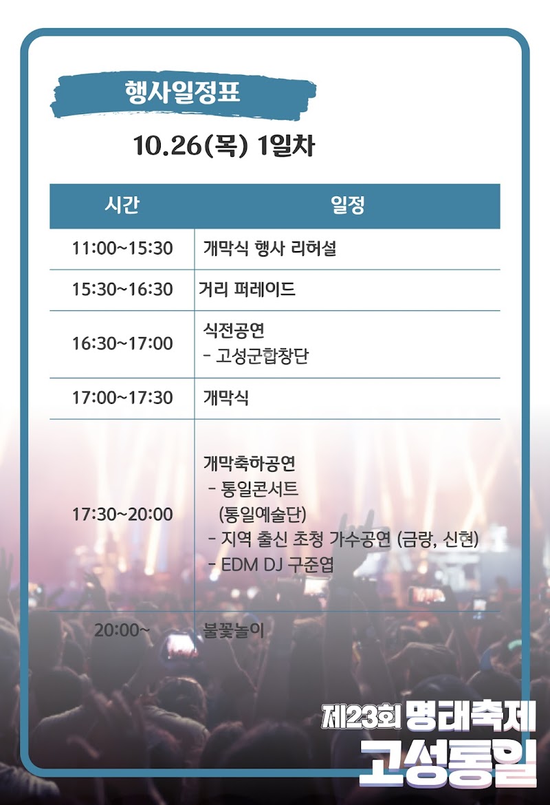 고성통일 명태축제 일정