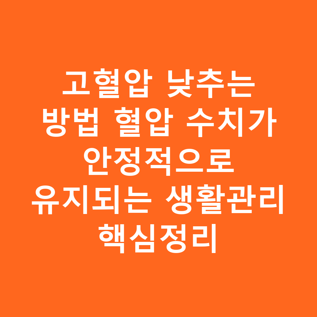 고혈압 낮추는 방법 혈압 수치가 안정적으로 유지되는 생활관리 핵심정리