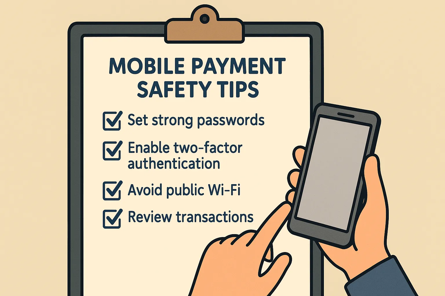 휴대폰결제 안전 사용을 위한 생활꿀팁 체크리스트 일러스트