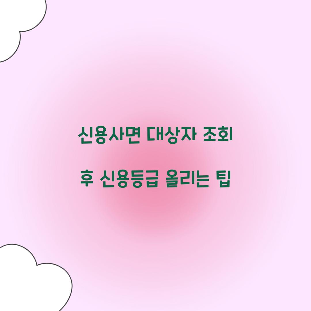 신용사면 대상자 조회 후 신용등급 올리는 팁
