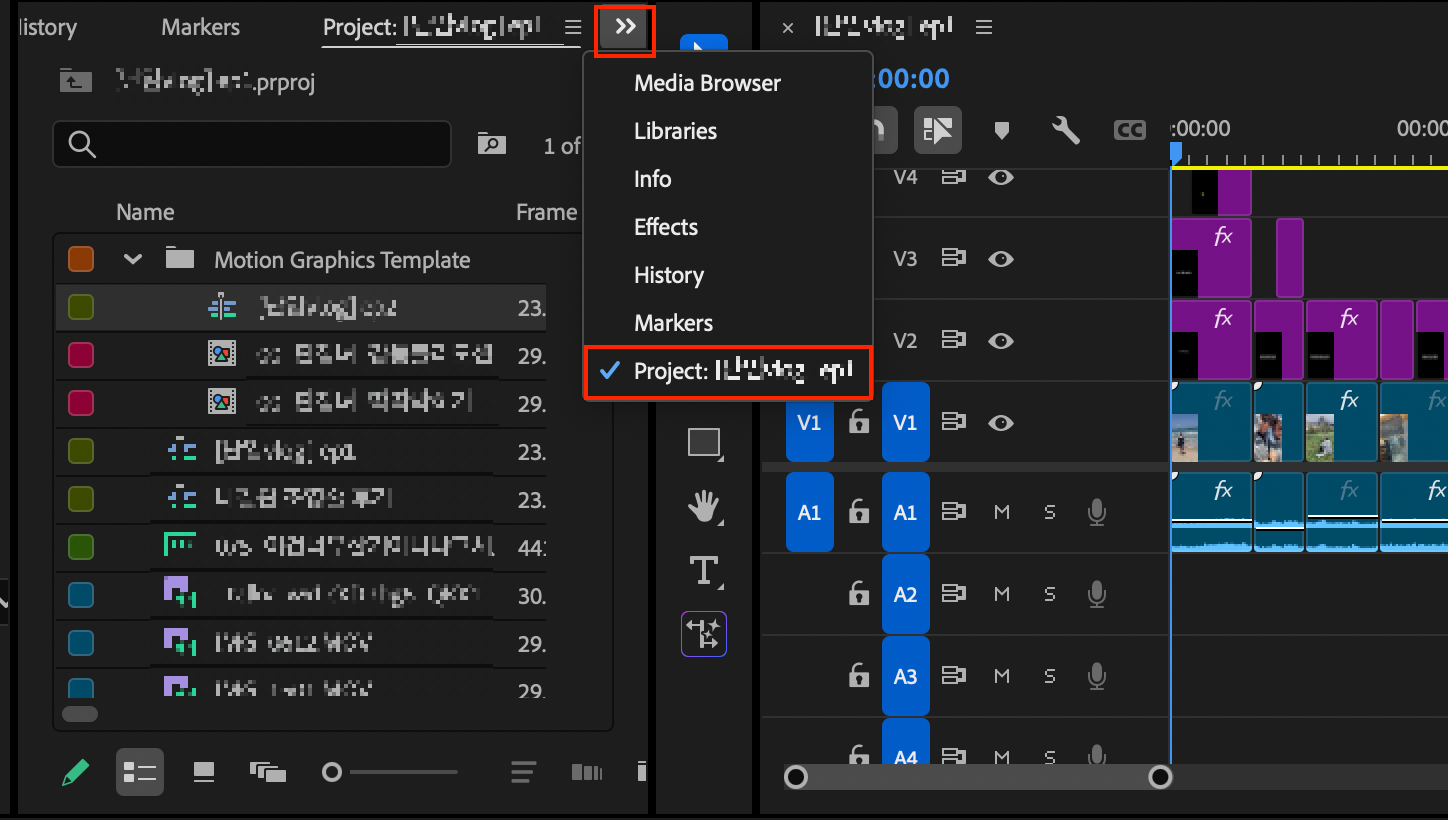 프리미어프로 프로젝트 패널