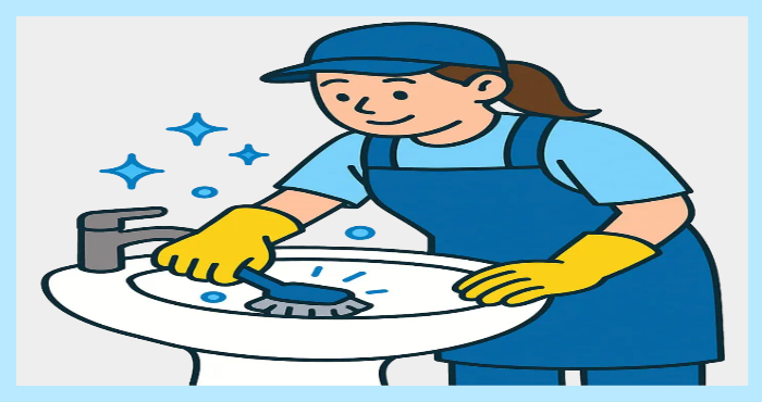 세면대를 청소하는 이미지