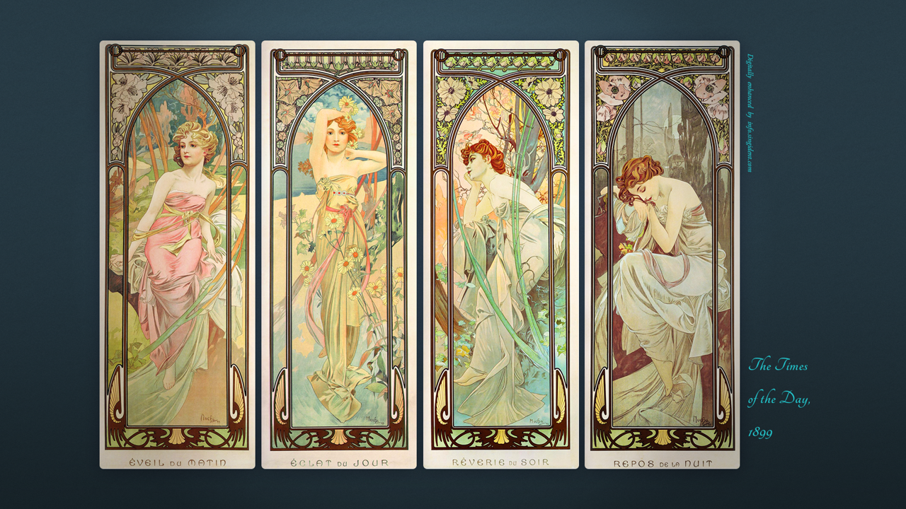 11 하루의 시간 시리즈 C - The Times of the Day, 1899 알폰스무하배경화면