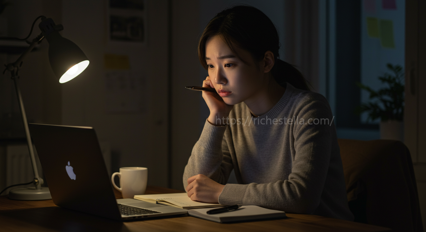 학점은행제로 공부중인 모습의 30대 여성