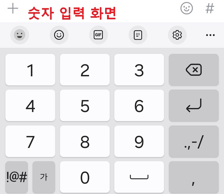 숫자 입력 화면 보임