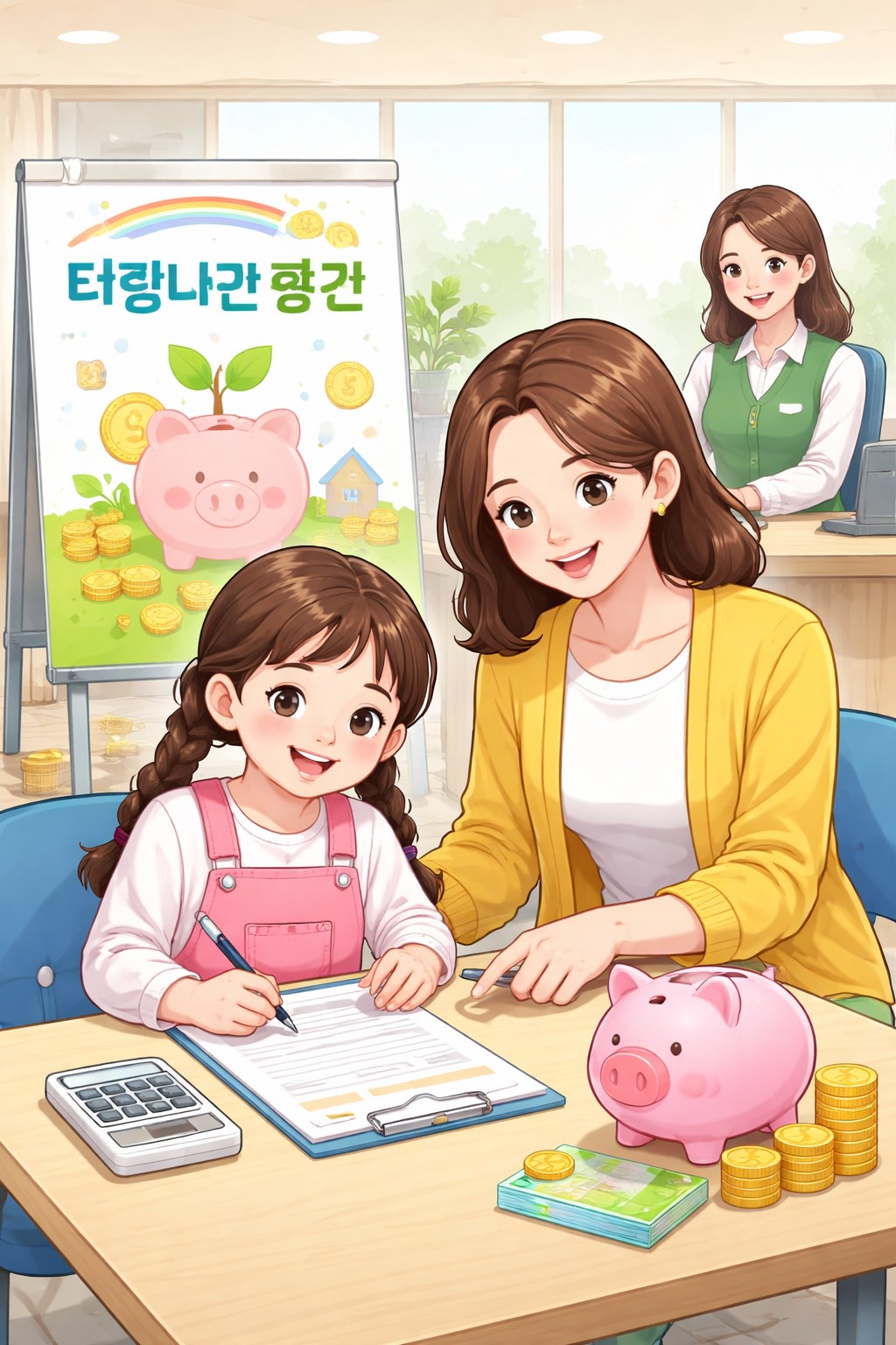 엄마와 딸의 저축 프로그램 가입