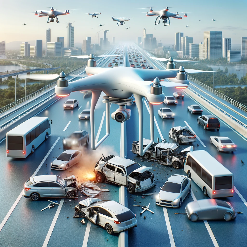 <드론> 기술로 예방할 수 있었던 고양시 차량 연쇄추돌 사고를 표현한 그림