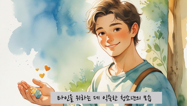 타인을 위하는 데 익숙한 청소년의 모습에 관한 그림
