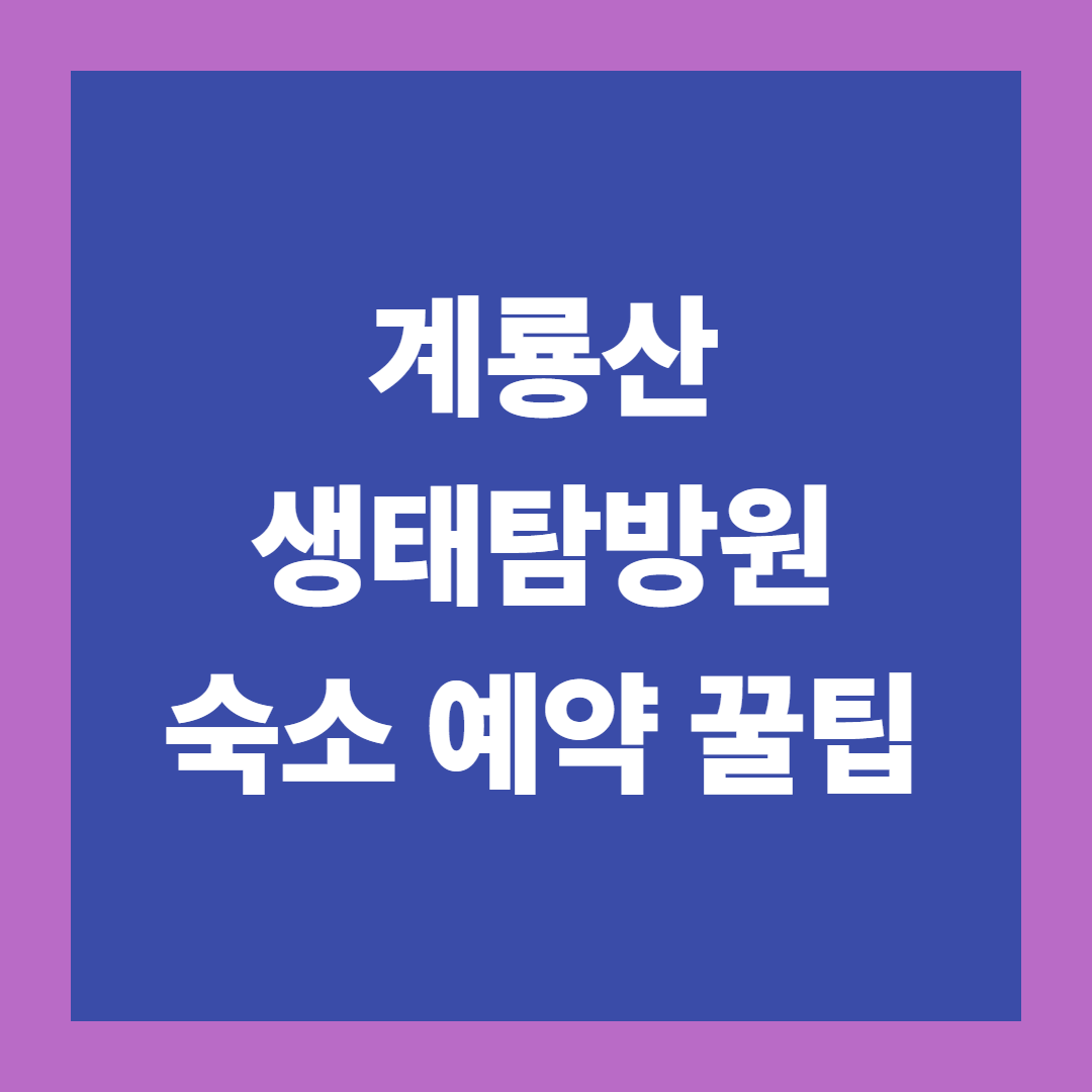 계룡산 생태탐방원 숙소 예약 꿀팁 총정리