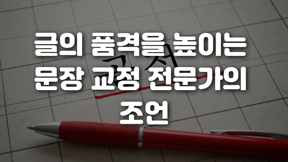 글의 품격을 높이는 문장 교정 전문가의 조언