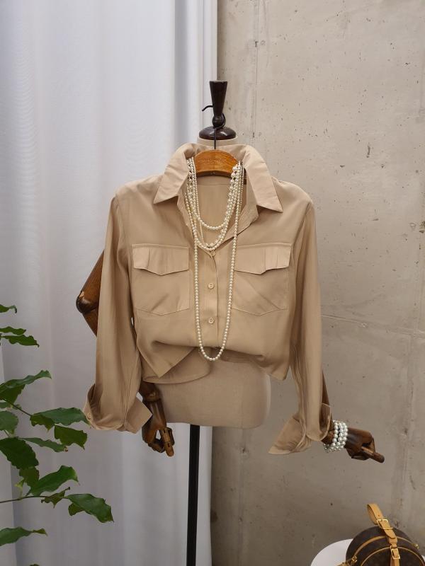 숏클립 5 가을신상 전설 코디 카라 긴팔 크롭 셔츠 블라우스