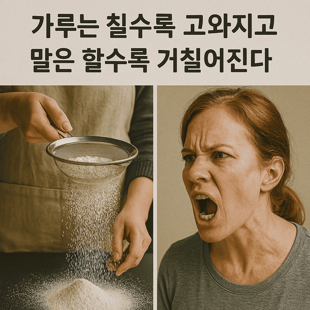 가루는 칠수록 고와지고 말은 할수록 거칠어진다