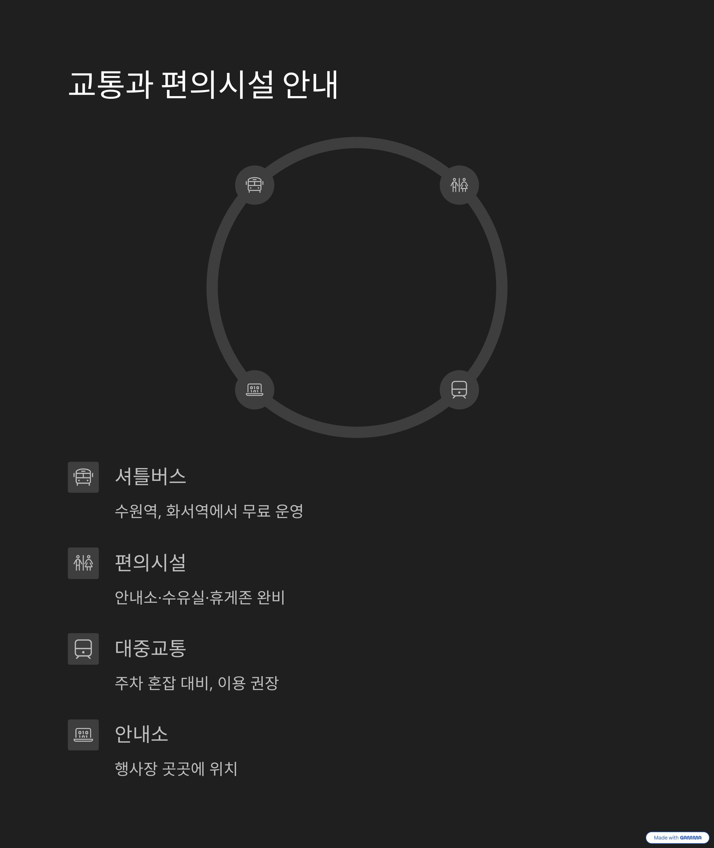 교통과 편의시설 안내