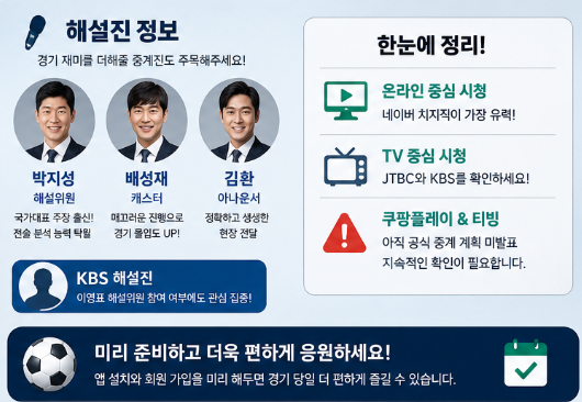 월드컵 중계 OTT 어디서 볼까? 쿠팡 네이버 치지직 티빙 중계권 중계진 완벽정리4