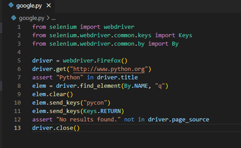 셀레니움 예제 코드