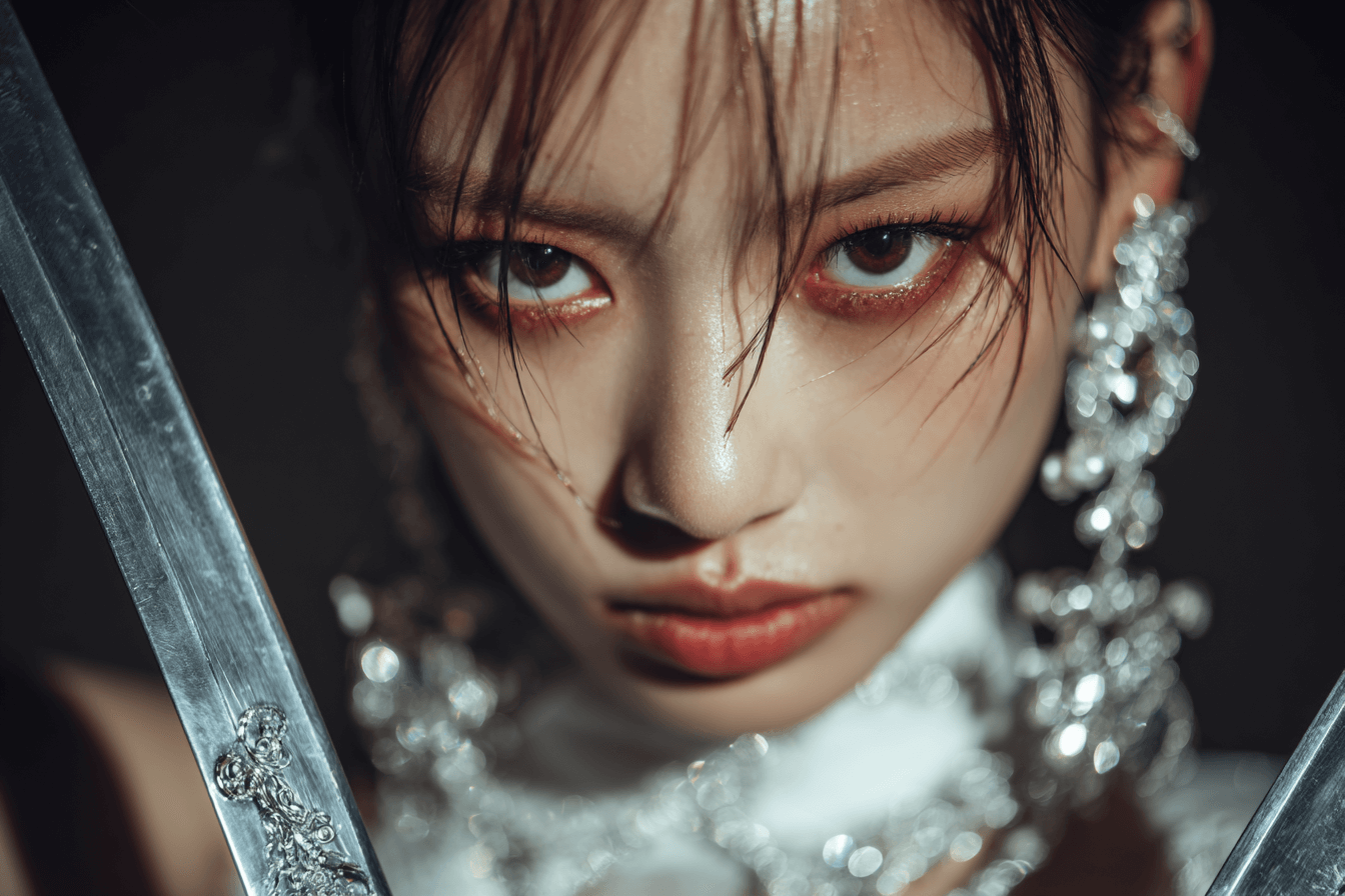 시크한-표정으로-카메라를-응시하는-여성-아이돌