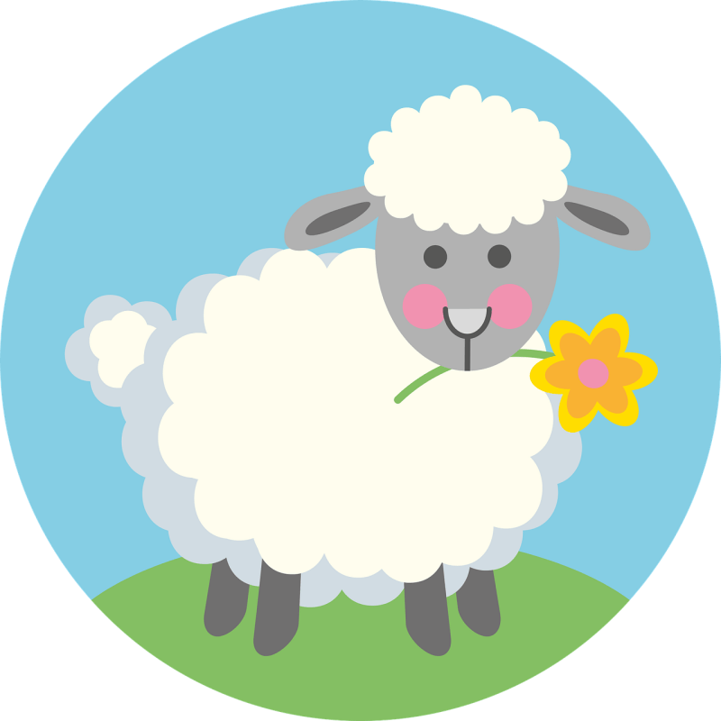 입에 꽃을 물고 있는 양 그림