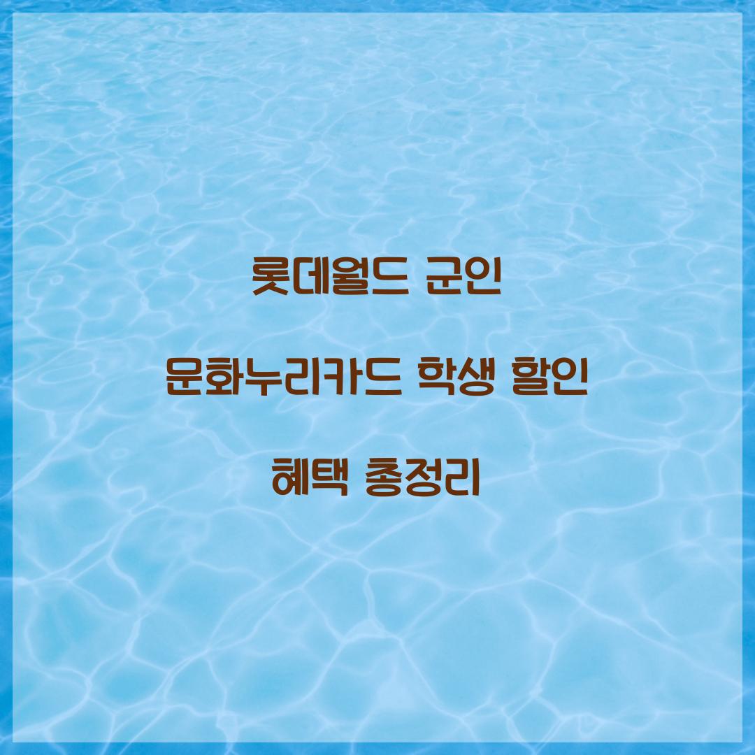롯데월드 군인 문화누리카드 학생 할인