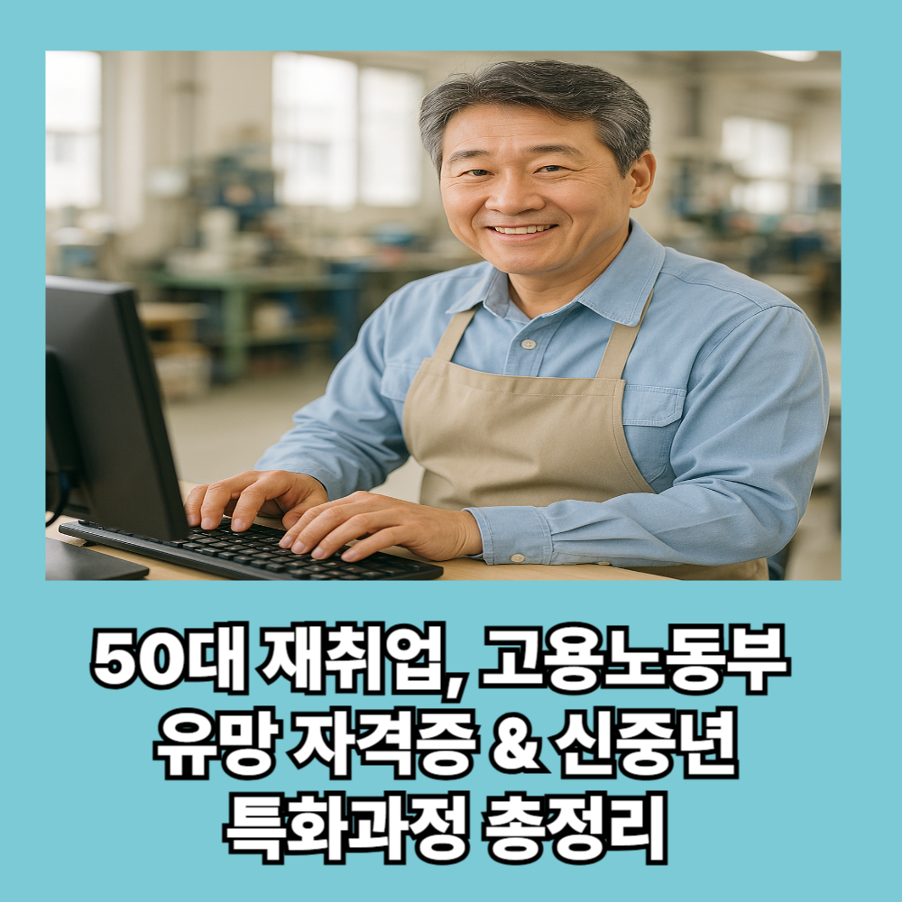 50대 재취업, 고용노동부 유망 자격증 &amp; 신중년 특화과정 총정리