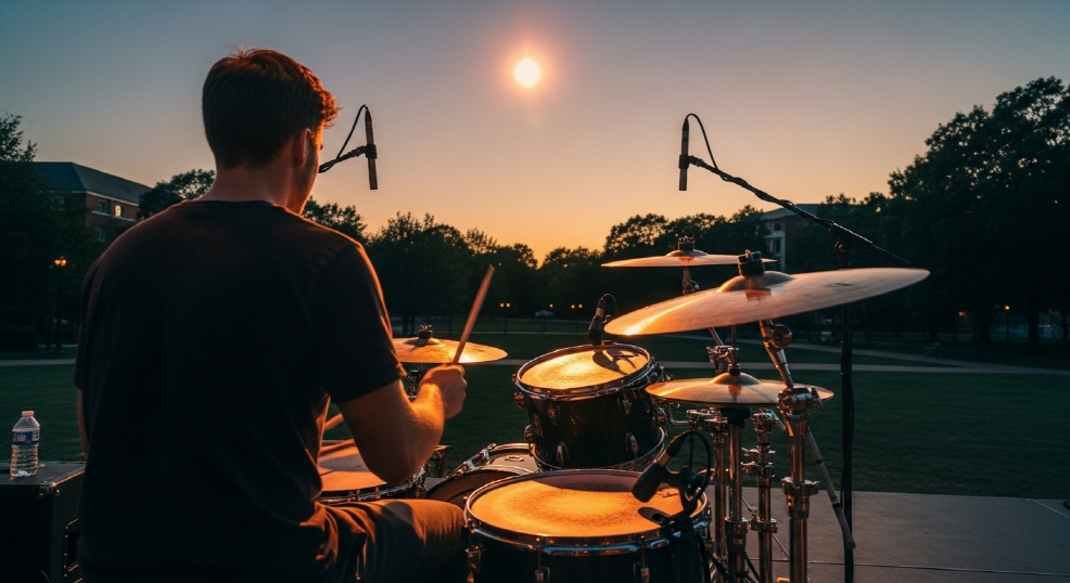 대학가요제 공연 중 드러머의 모습