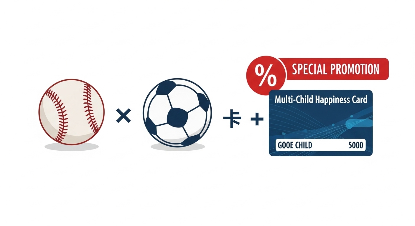 다자녀행복카드일경우, 야구/축구 할인 적용