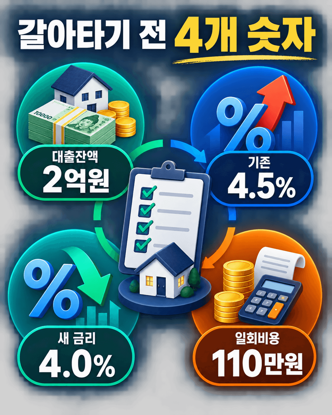 대출 갈아타기 전에 확인할 대출잔액 기존금리 새금리 일회비용 네 가지 숫자