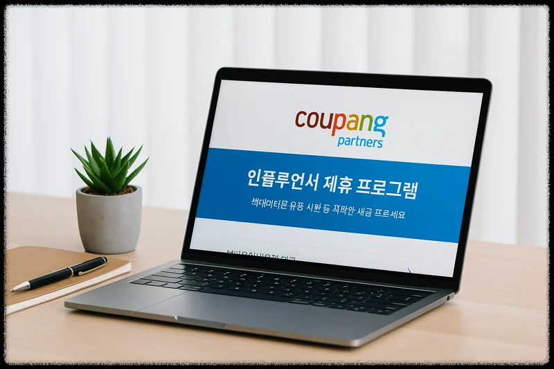 쿠팡파트너스 제휴 프로그램 페이지가 열린 노트북 화면