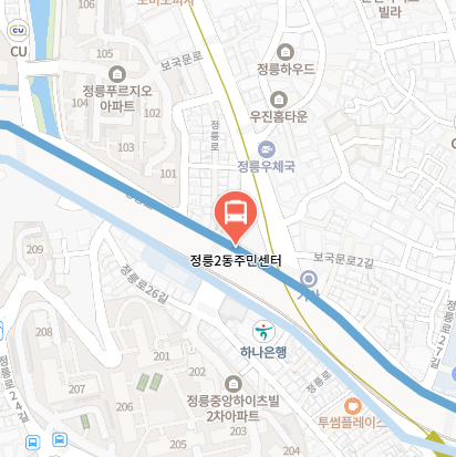 정릉2동주민센터에서 인천공항 리무진 공항버스(6102번) 지도 위치