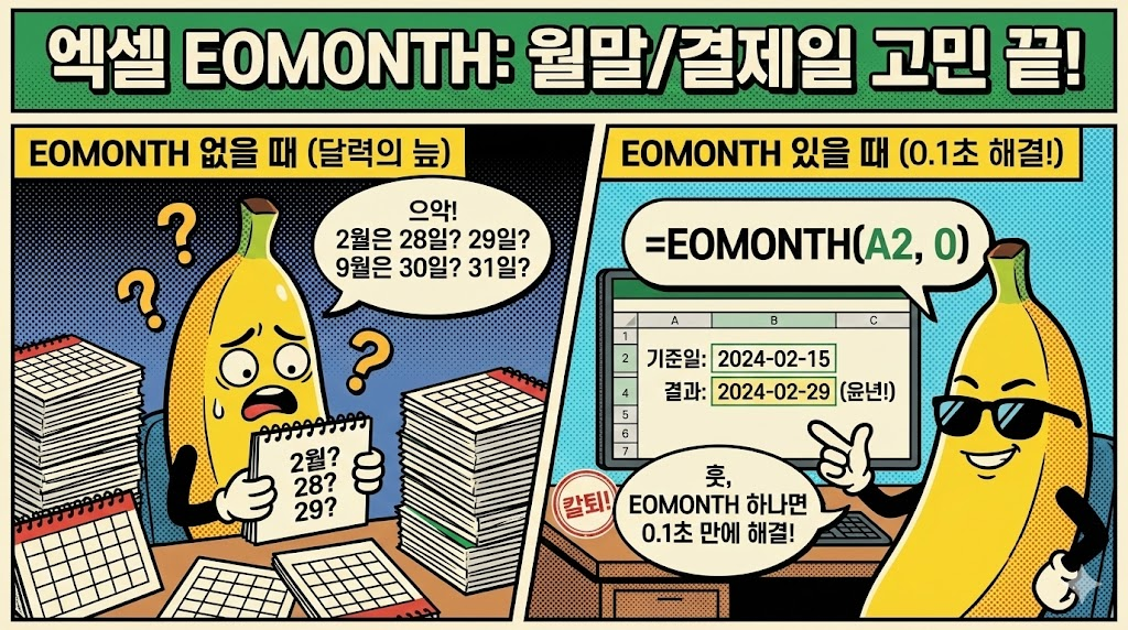 EOMONTH: 이번 달 말일, 다음 달 결제일 자동으로 구하기