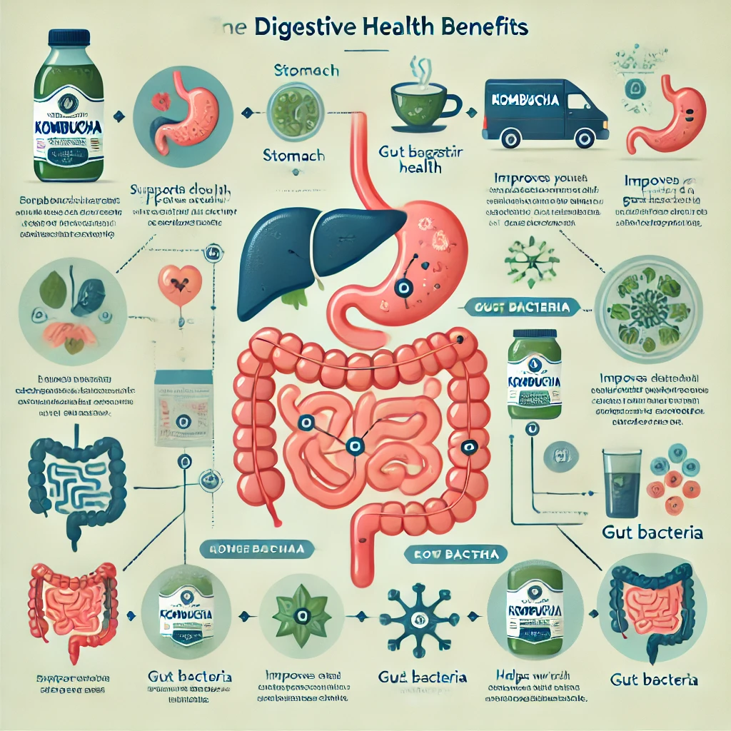 콤부차가 소화 건강에 미치는 영향은 무엇인가요?