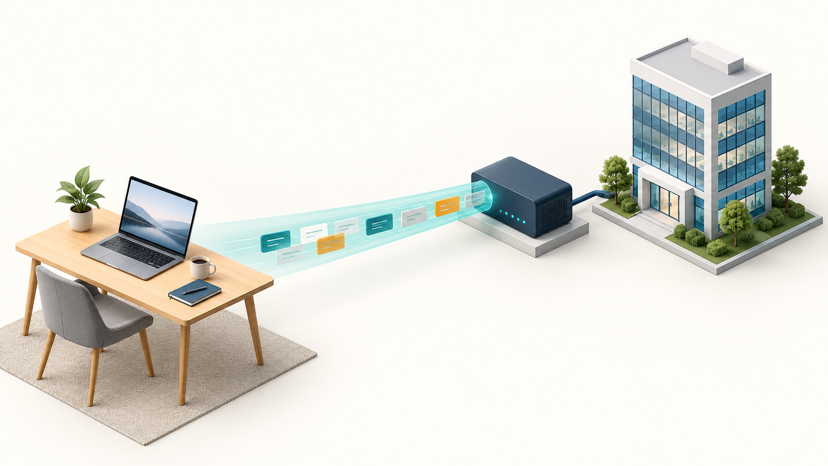재택 업무용 노트북과 회사 VPN 게이트웨이 사이에 구성된 원격접속 터널